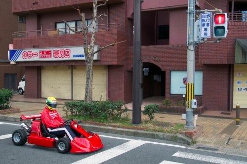 Go-kart on the street in Kyoto Go-kart on the street in Kyoto